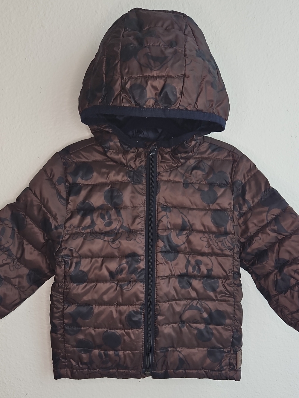 Baby GAP Brown and Blue Mickey Mouse Puffer Jacket 12-18 Months